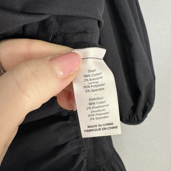 Cinq a Sept Rose Tiered Mini Dress Womens 2 Black Bishop Sleeve Cottage Boho - Picture 15 of 16